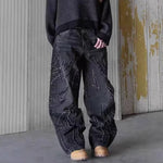 ⚡️ Infernal Path – Ripped Wide-Leg Denim
