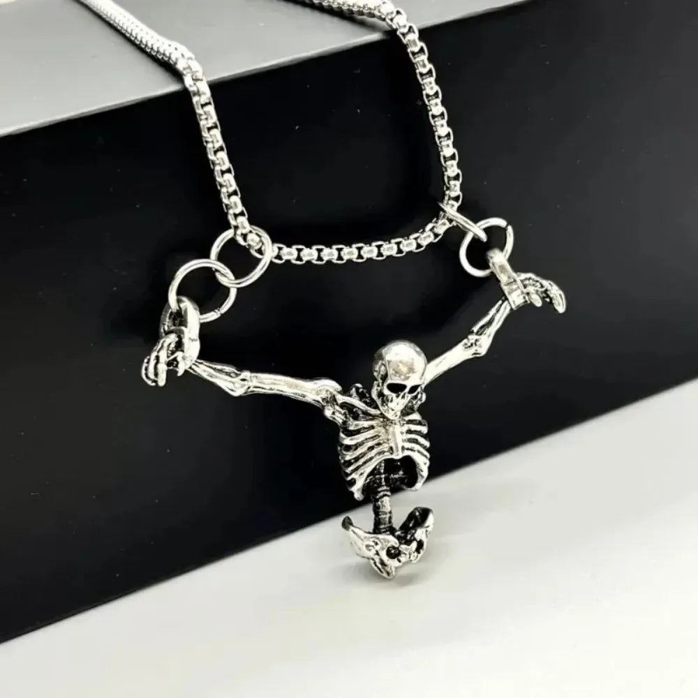 ☠️ Hanging Bones – Skeleton Pendant Necklace
