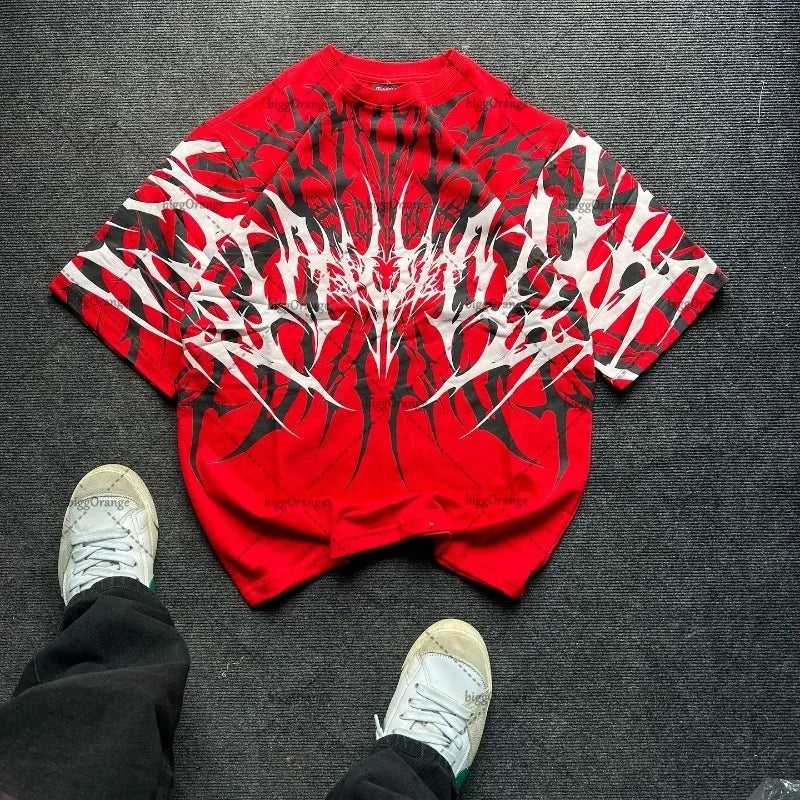 🩸 Crimson Veins – Oversized Infernal Tee