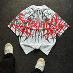 🩸 Crimson Veins – Oversized Infernal Tee