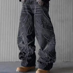 ⚡️ Infernal Path – Ripped Wide-Leg Denim