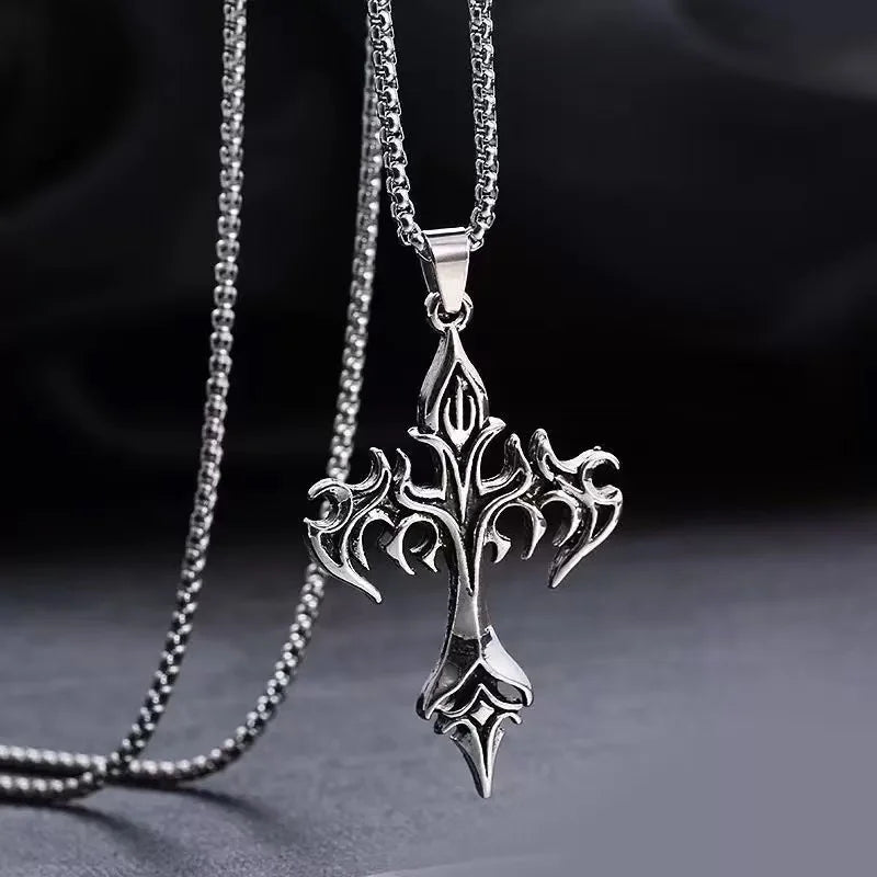 ✝️ Sanctum Cross – Gothic Steel Pendant
