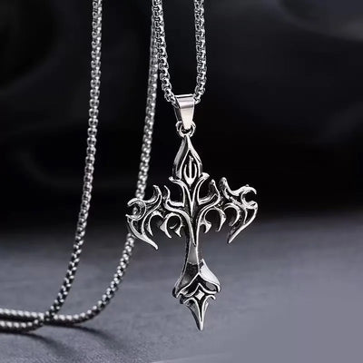 ✝️ Sanctum Cross – Gothic Steel Pendant