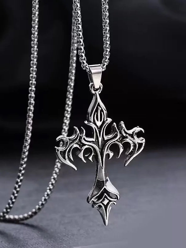 ✝️ Sanctum Cross – Gothic Steel Pendant