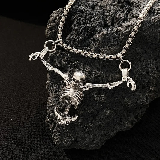 ☠️ Hanging Bones – Skeleton Pendant Necklace