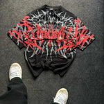 🩸 Crimson Veins – Oversized Infernal Tee